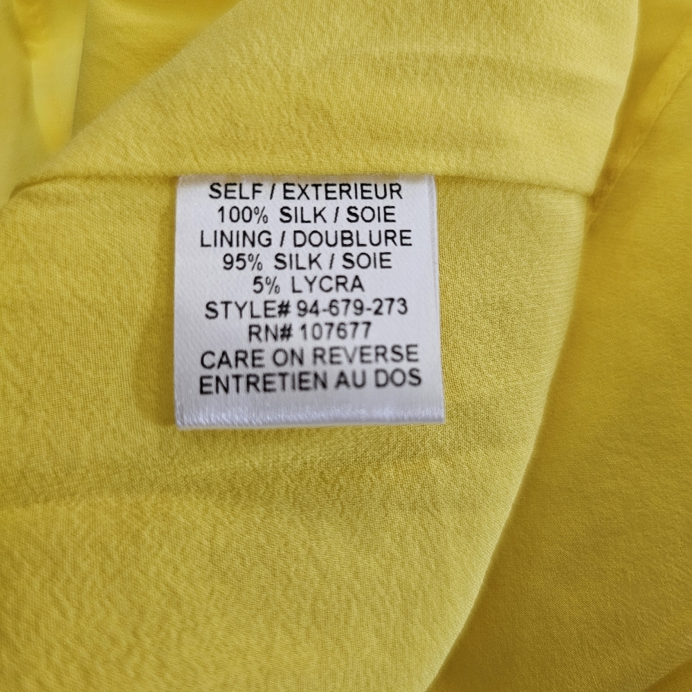 Alice + Olivia Vintage Silk One Shoulder Mini Dress | Bright Yellow | XS | EUC - Picture 9 of 9